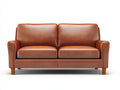 Sofás 2 plazas de cuero marrón 186x84x78 cm - Patas de madera natural - Diseño moderno para salón
