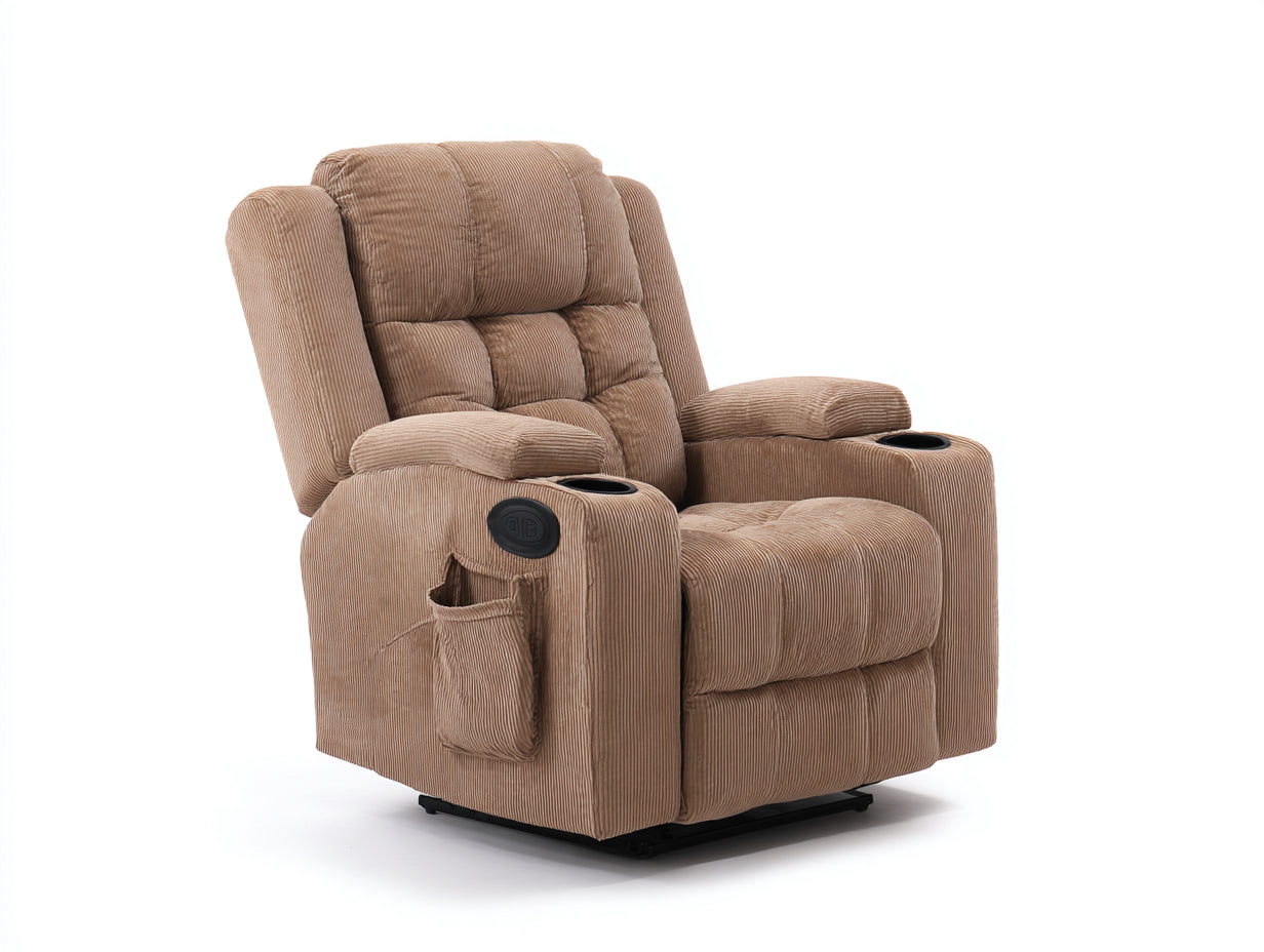 Sillones reclinables de tela marrón - 98x94x106 cm - diseño acolchado con portavasos