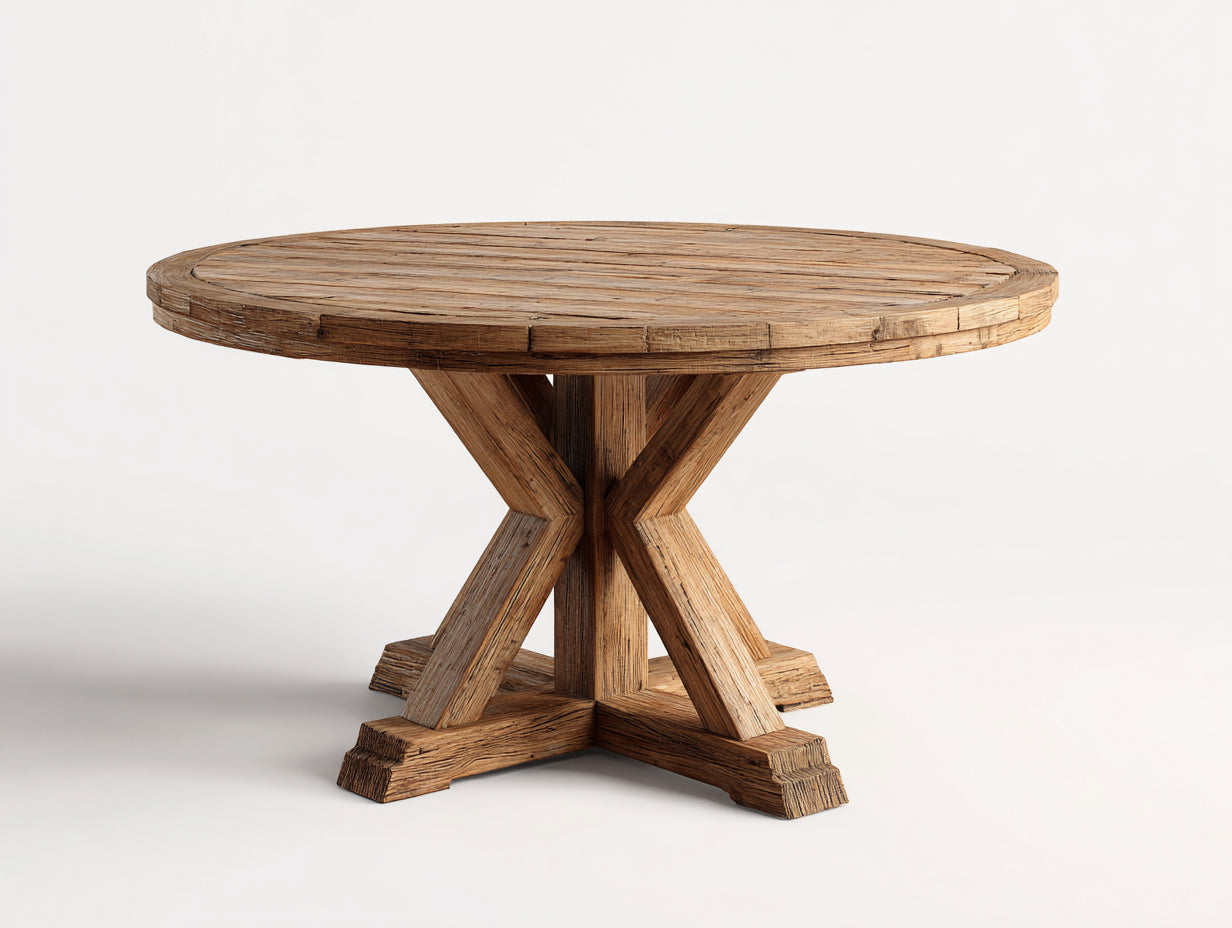 Mesas de jardín de madera 120x120x76 cm - madera natural - diseño rústico