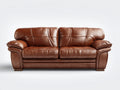 Sofás 2 plazas de cuero sintético marrón coñac 188x92x87 cm para salón - diseño moderno acolchado