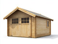 Casetas de jardín de madera natural 300x240x245 cm - 2 puertas - Ventanas integradas para exterior