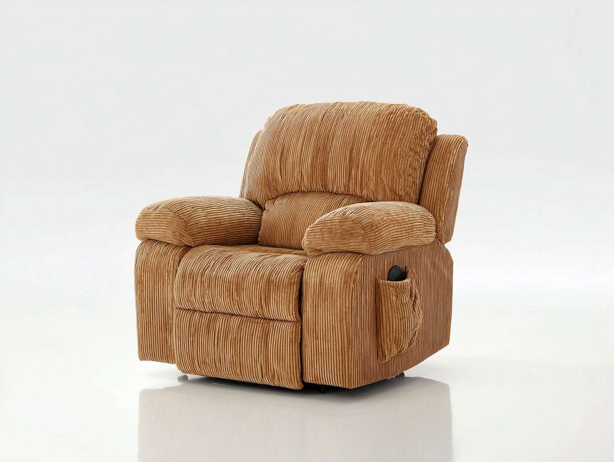 Sillones reclinables de tela marrón claro - 96x92x104 cm - diseño acolchado con bolsillo lateral