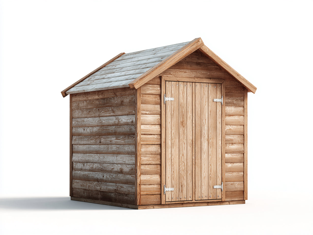 Casetas de jardín de madera natural 220x180x220 cm - 1 puerta - Techo inclinado para exterior