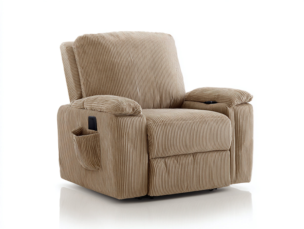 Sillones reclinables de tela beige 94x100x102 cm para salón - diseño acolchado con reposapiés