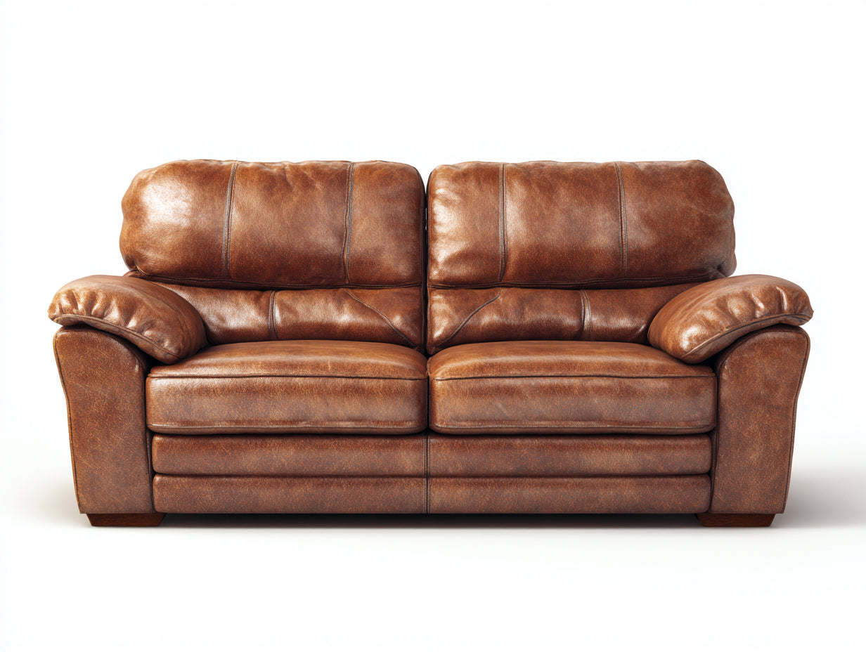Sofás 2 plazas de cuero sintético 186x92x88 cm - marrón - diseño acolchado
