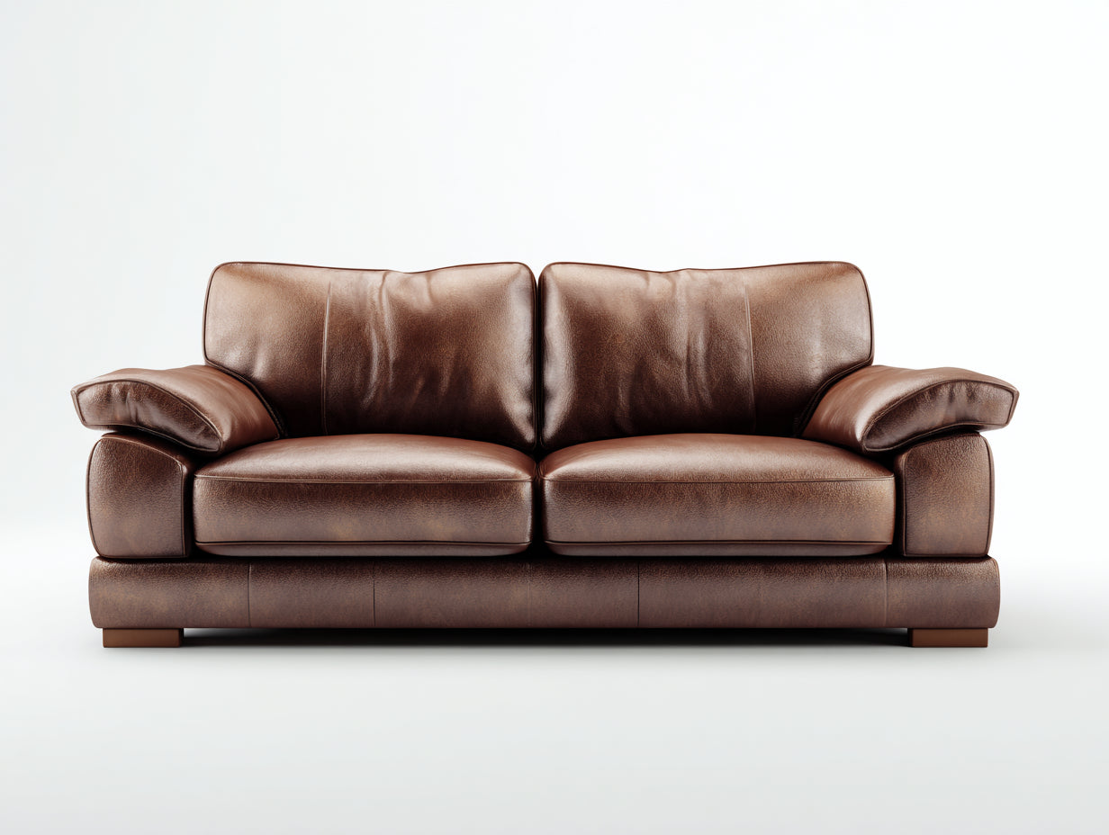 Sofás 2 plazas 175x90x82 cm - cuero sintético marrón para salón - diseño clásico con reposabrazos acolchados