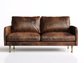 Sofás 2 plazas de cuero sintético marrón envejecido - 180x86x82 cm - diseño moderno para salón