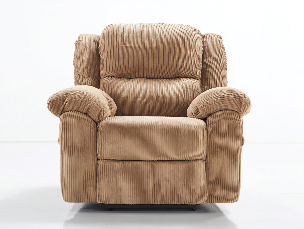 Sillones reclinables de tela acanalada 94x98x106 cm - beige - acolchado ergonómico