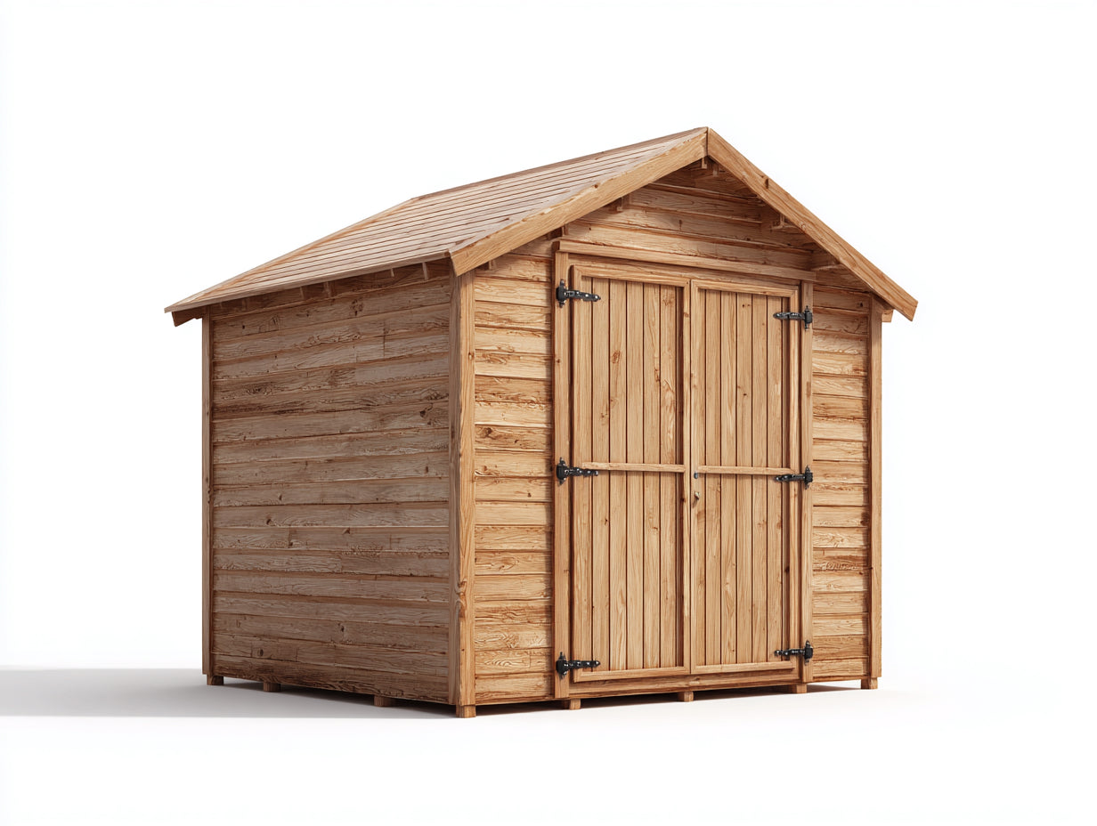 Casetas de jardín de madera marrón - 280x210x235 cm - diseño rústico con 2 puertas para exterior