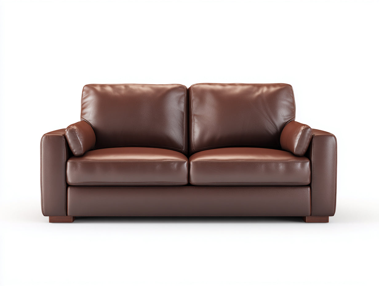 Sofás 2 plazas de cuero sintético marrón - 178x88x82 cm - diseño moderno para salón