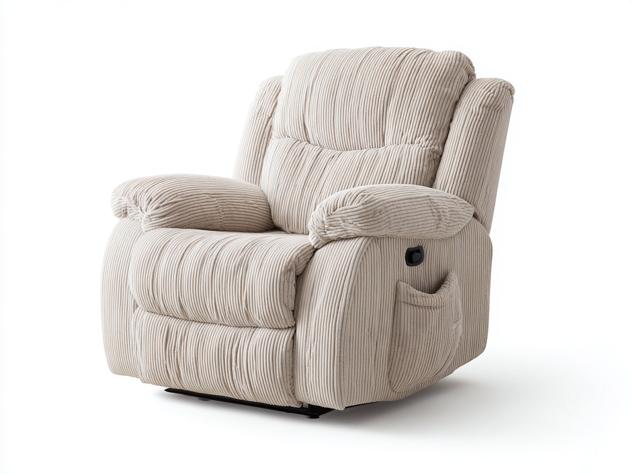 Sillones reclinables de tela acanalada 90x94x106 cm - beige-negro - diseño confortable