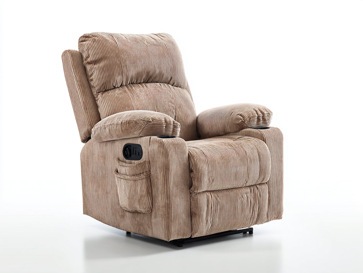 Sillones reclinables de tela acanalada 92x96x108 cm - beige-negro - diseño ergonómico