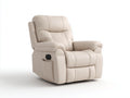 Sillones reclinables de cuero sintético beige - 96x94x106 cm - diseño acolchado con control lateral