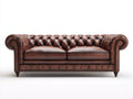 Sofás 2 plazas 185x90x78 cm - cuero sintético marrón para salón - diseño Chesterfield clásico con remaches