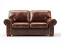 Sofás 2 plazas de cuero marrón oscuro 188x88x82 cm - Brazos enrollados - Diseño clásico para salón