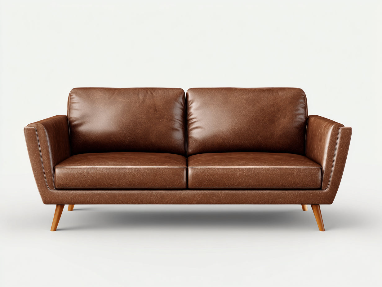 Sofás 2 plazas de cuero sintético marrón - 180x84x80 cm - diseño moderno para salón