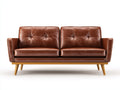 Sofás 2 plazas de cuero sintético 182x86x84 cm - marrón - estilo moderno