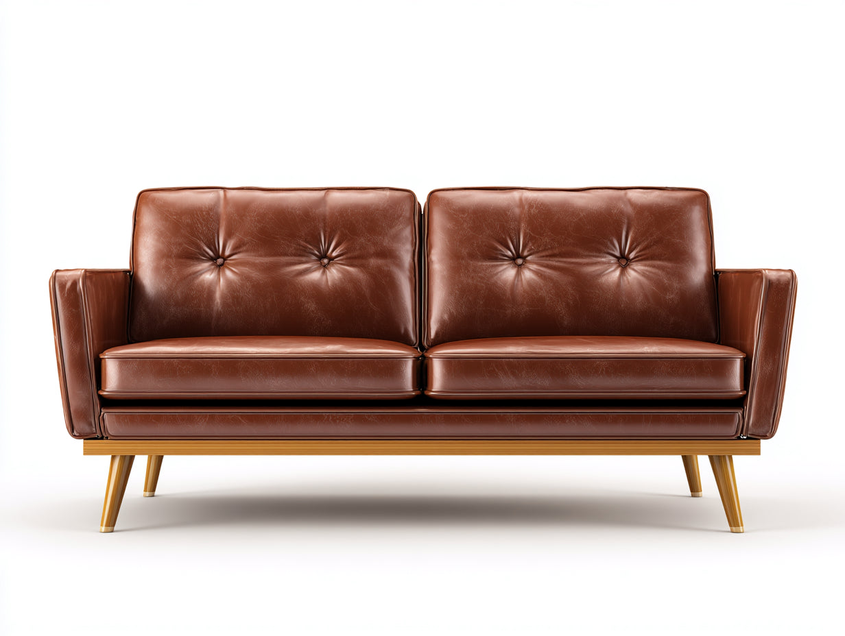Sofás 2 plazas de cuero sintético 182x86x84 cm - marrón - estilo moderno